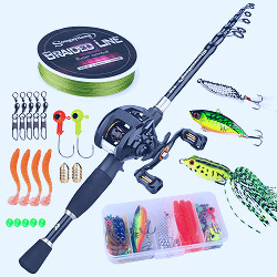 Sougayilang Baitcast Combo Telescopic Rod and 12＋1BB Baitcasting Reel for  Travel Carp Bass Trout Fishing - Walmart.com